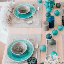 4x Teller Ø25cm SUMATRA In Türkis -Dekor Haus Geschäft butlers 4x teller o25cm sumatra in turkis 4