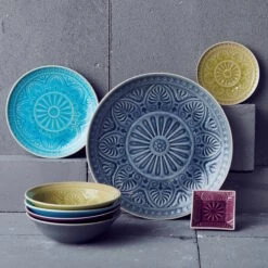 4x Teller Ø25cm SUMATRA In Türkis -Dekor Haus Geschäft butlers 4x teller o25cm sumatra in turkis 6