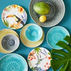 4x Teller Ø25cm SUMATRA In Türkis -Dekor Haus Geschäft butlers 4x teller o25cm sumatra in turkis 7
