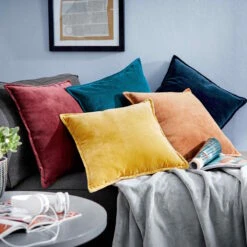 Kissen L 45 X B 45cm COTTON VELVET In Hellbraun -Dekor Haus Geschäft butlers kissen l 45 x b 45cm cotton velvet in hellbraun 6