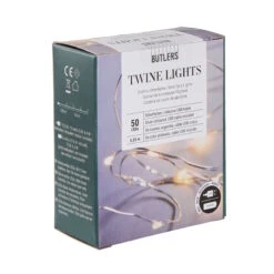 LED Lichterkette 50 Lichter Mit USB-Batteriefach TWINE LIGHTS In Transparent -Dekor Haus Geschäft butlers led lichterkette 50 lichter mit usb batteriefach twine lights in transparent 2