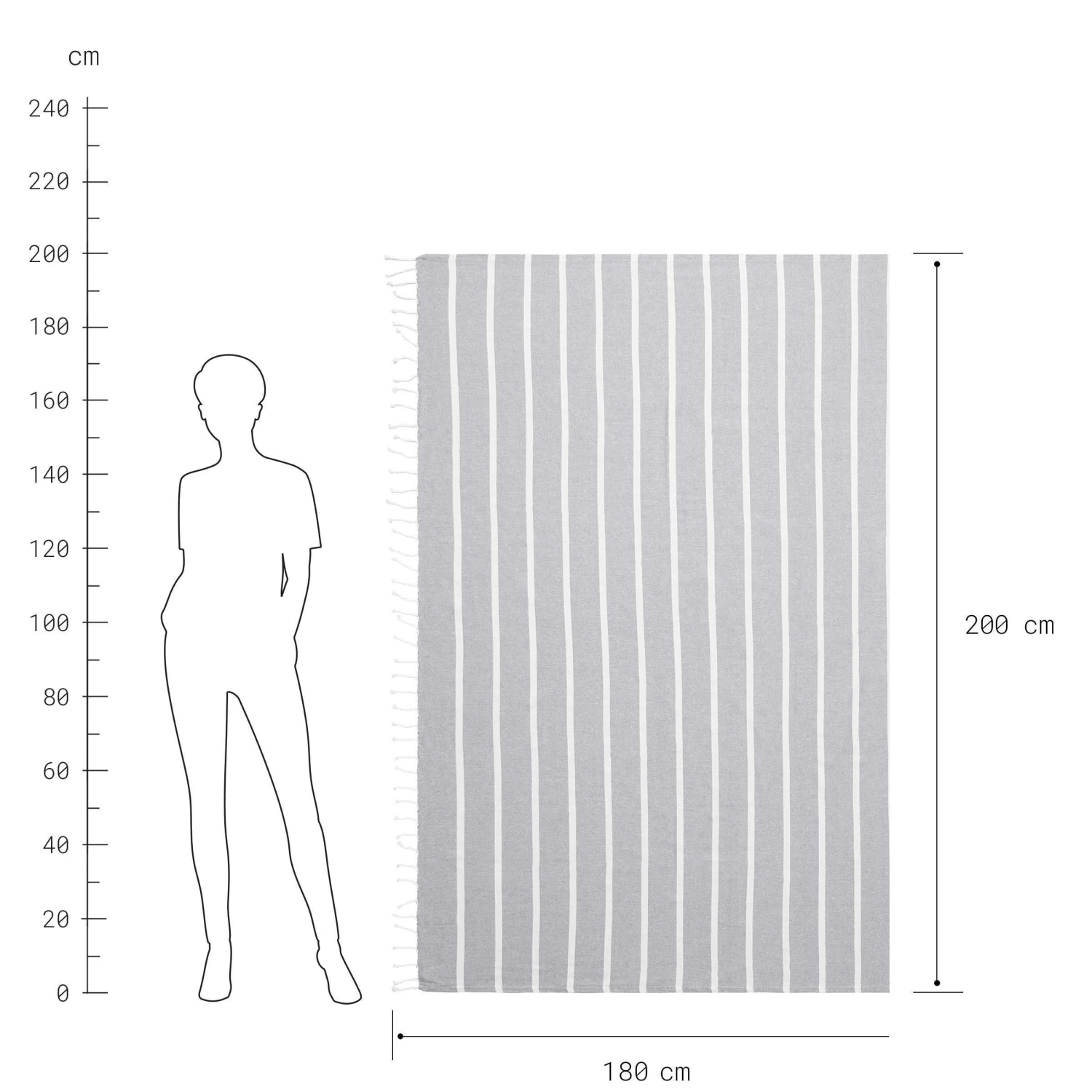 Strandtuch L 200 X B 180cm SURFSIDE In Hellgrau 3 Strandtuch L 200 X B 180cm SURFSIDE In Hellgrau – Bild 3