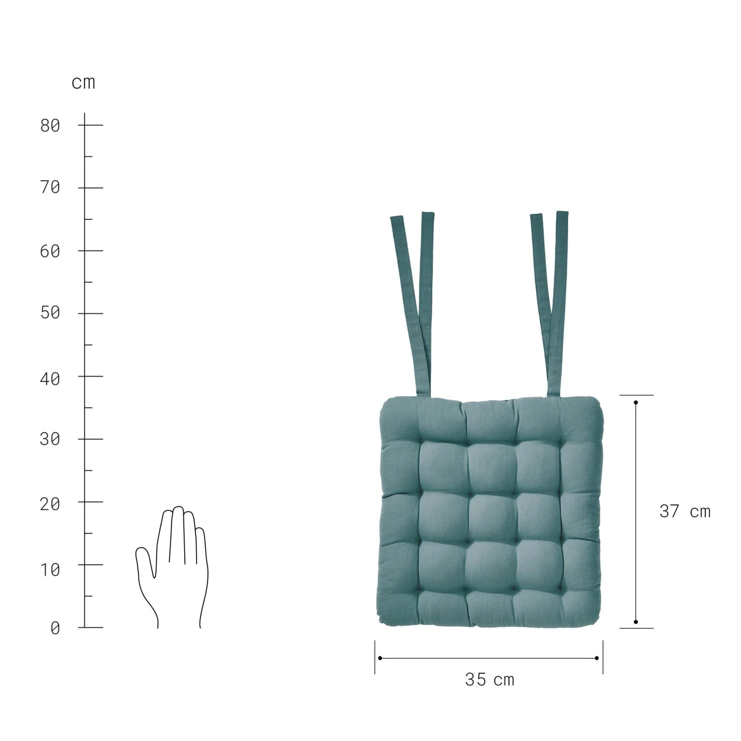 Stuhlkissen Mit Bändchen L 35 X B 37cm SOLID In Türkis 4 Stuhlkissen Mit Bändchen L 35 X B 37cm SOLID In Türkis – Bild 4
