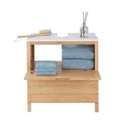 Waschbeckenunterschrank Mit Schublade WHITE SANDS In Natur-Weiß -Dekor Haus Geschäft butlers waschbeckenunterschrank mit schublade white sands in natur weiss 2